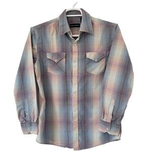 Michael Brandon Shirt Mens Medium‎ Multicolor Plaid ButtonUp Western Snap